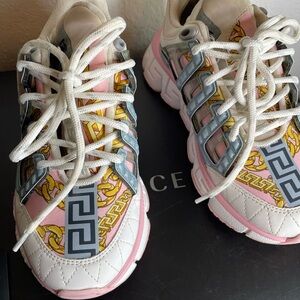 Versace Woman’s Pink Patterned Fashion Sneakers